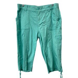 Christopher and Banks Cargo Capri Pants Womens 14 Aqua Cropped Outdoor Gorpcore
